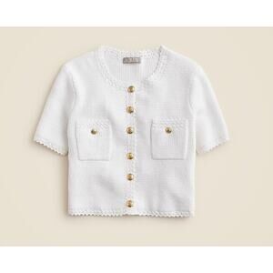 J. Crew Women's Short Sleeve Gold Button Sweater Lady Jacket L Large New
